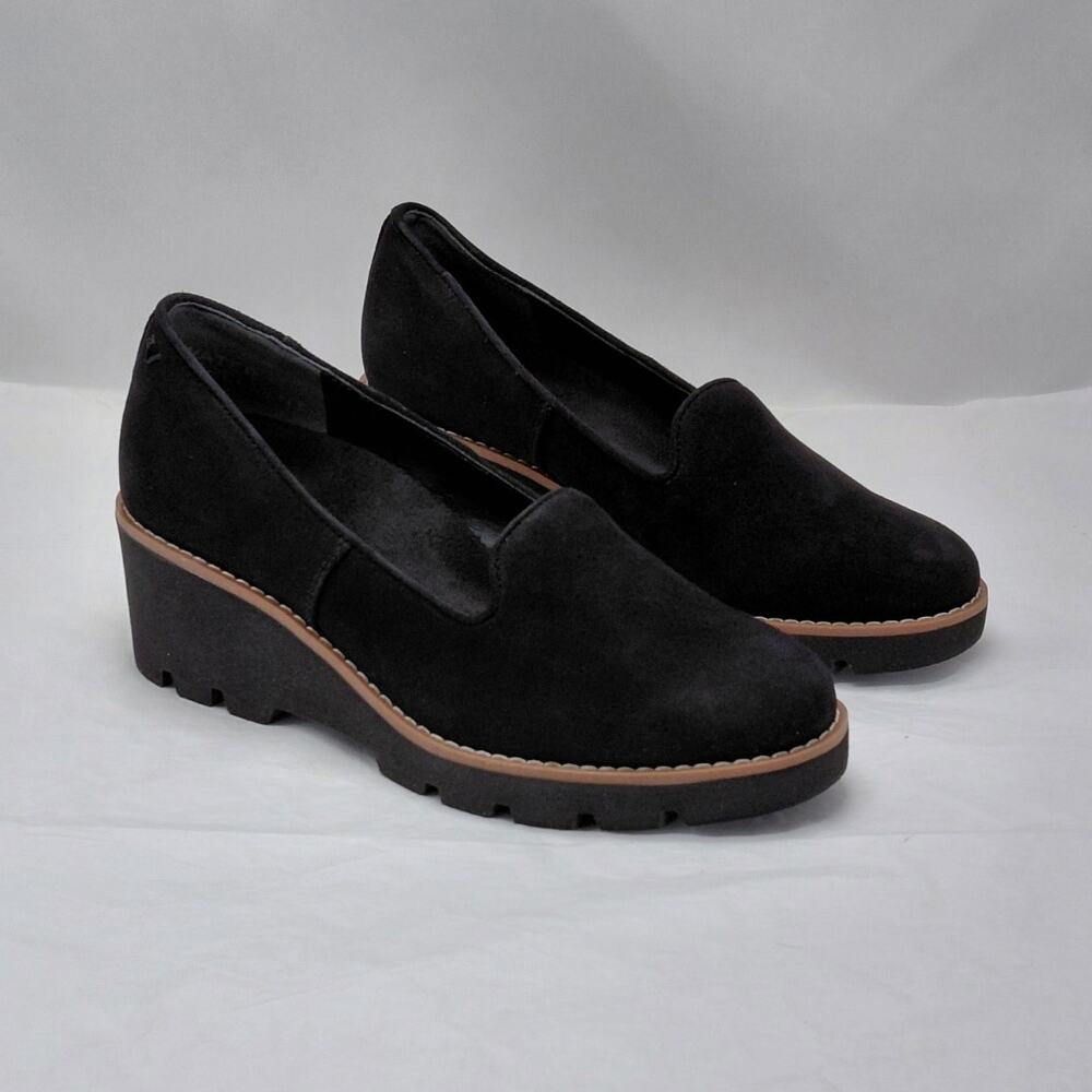 Vionic Womens Wedge Loafers Size 6 Black Comfort Walking Platform Slip On Shoes - Picture 2 of 12